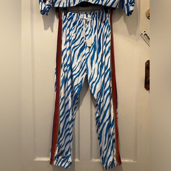 AVIATOR NATION UNISEX VELVET RELAXED ZIP HOODIE & SWEATPANTS SET- BLUE TIGER - Picture 2 of 9